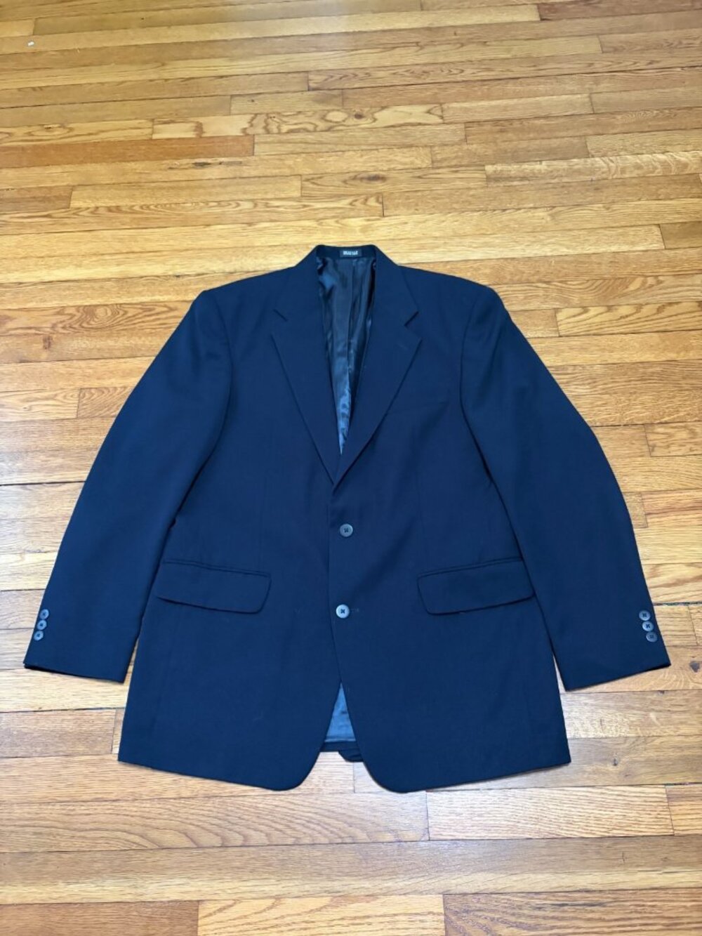Vintage LL Bean Mens Traveler Blazer Jacket Size 42L 42 TALL Navy Blue Polyester